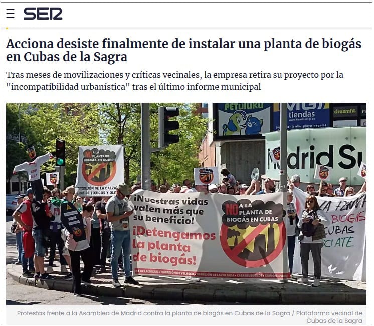 Protesta contra la planta de biogás en Cubas de la Sagra.