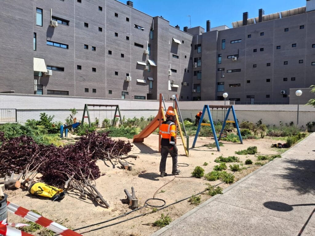 TALAN LOS ÁRBOLES DE UN JARDÍN A PESAR DE LA OPOSICIÓN DE VECINOS Y ECOLOGISTAS.