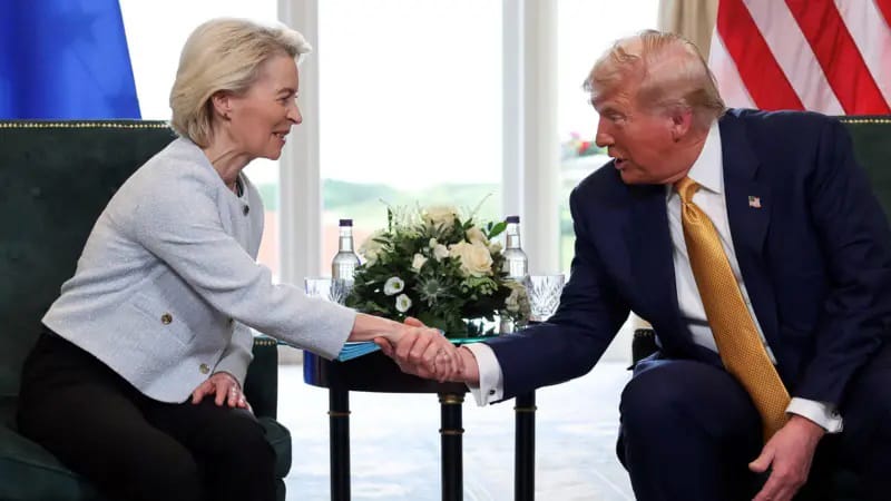  Trump y Von der Leyen, negociando. RTVE.